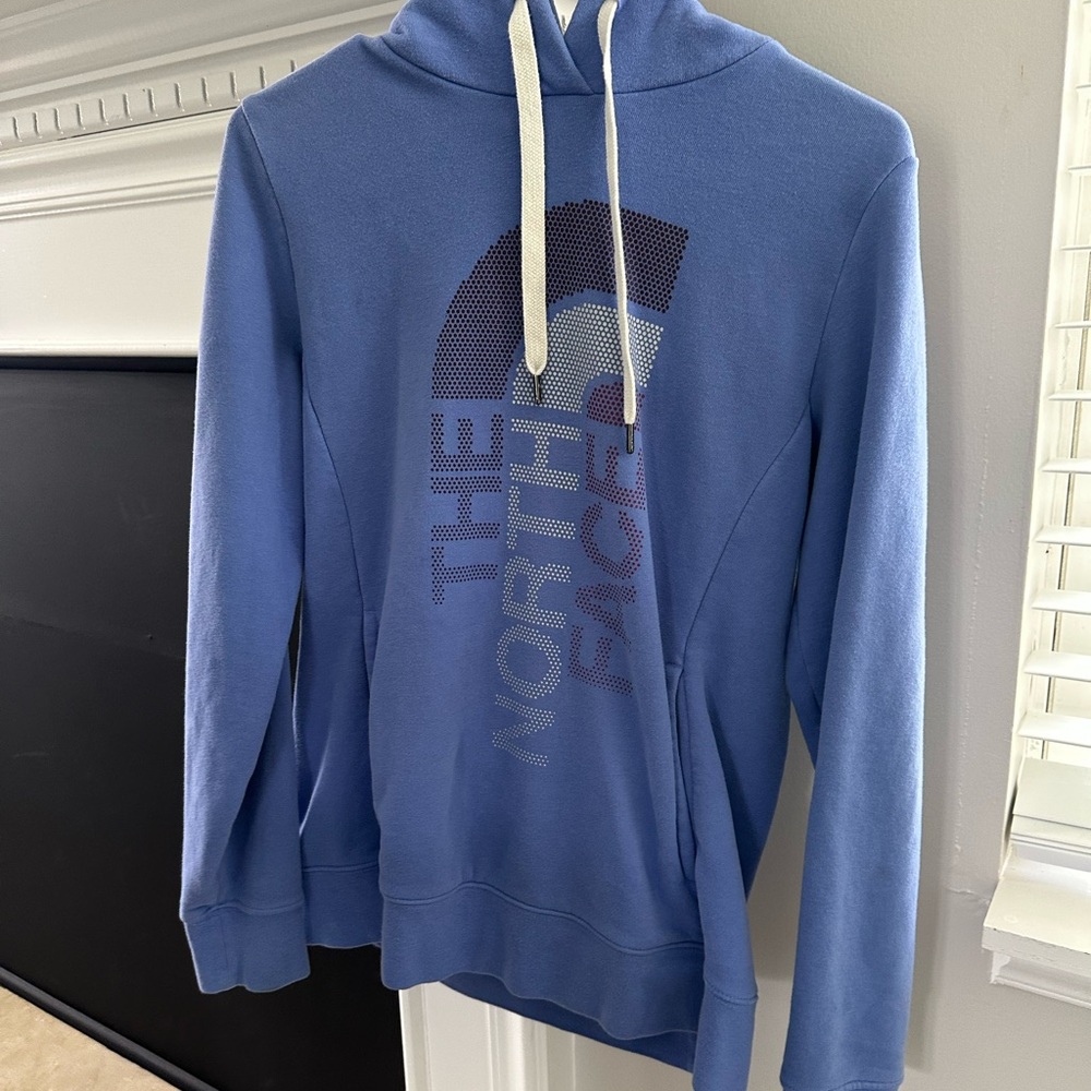 The North Face Blue Hoodie with White Accents